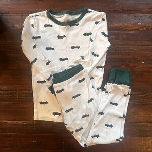 Crewcuts Kids Pajama Set - White with Green Car Design